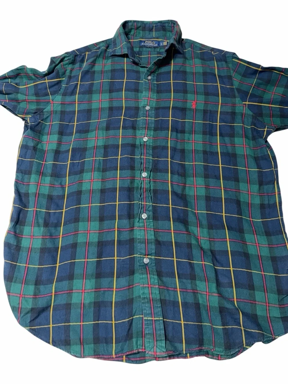 Polo by Ralph Lauren Navy and Green Plaid Button-Down Shirt